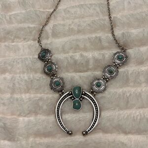 Silver and  faux Turquoise Statement Necklace